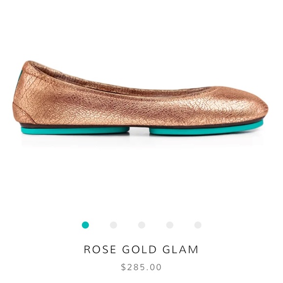 Tieks Women's Rose Gold Glam Metallic Copper Ballet Flats - Picture 4 of 15